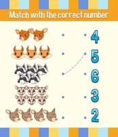 match par nombre avec différents types d'animaux vecteur