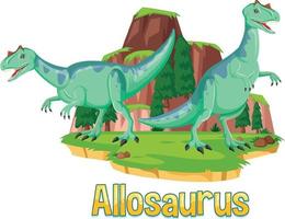 wordcard dinosaure pour allosaurus vecteur