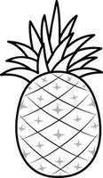 contour de doodle ananas à colorier vecteur
