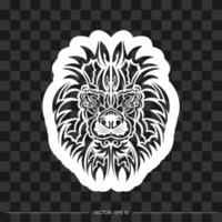 impression de lion. visage de lion dans le style maya. bonnes couvertures, tissus, cartes postales et impression. vecteur