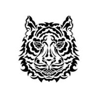 tatouage de visage de tigre sur fond blanc. vecteur