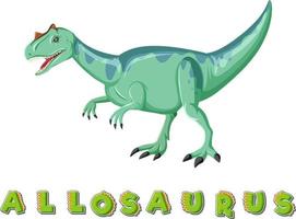 wordcard dinosaure pour allosaurus vecteur