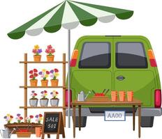 concept de marché aux puces avec vide grenier vecteur