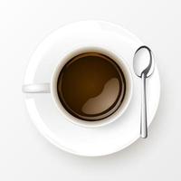 Tasse de café avec cuillère isolé sur fond blanc vecteur