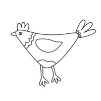 poule décorative drôle de pâques. doodle illustration vectorielle dessinés à la main contour noir. idéal pour les cartes de vœux, les livres à colorier. vecteur