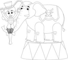 personnage de doodle noir et blanc de cirque vecteur