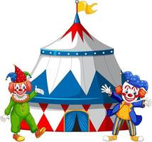 clown devant un chapiteau de cirque vecteur