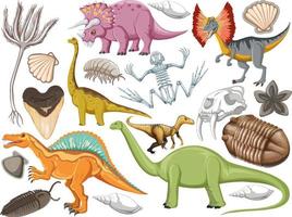 ensemble de différents animaux dinosaures préhistoriques vecteur