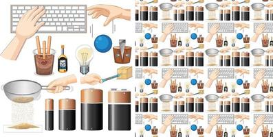 fond transparent avec des équipements scientifiques vecteur