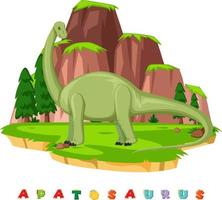 wordcard dinosaure pour apatosaurus vecteur