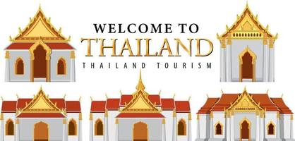 fond dattraction touristique emblématique de la thaïlande vecteur