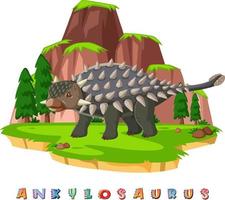 wordcard dinosaure pour ankylosaure vecteur