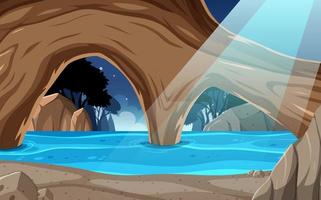 à l'intérieur du paysage de la grotte en style cartoon vecteur