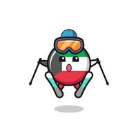 mascotte du drapeau du koweït en tant que joueur de ski vecteur