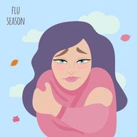 Illustration à plat de la grippe et le rhume.