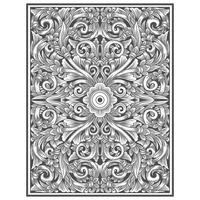 Motif floral effet bois sculpté vintage vecteur