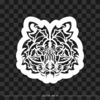 impression de visage de tigre de style polynésien. pour les textiles, les cartes postales, les tatouages ou les t-shirts. vecteur