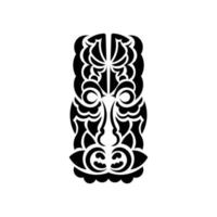 visage tiki, masque ou totem. motifs de style samoan. bon pour les tatouages, les t-shirts et les imprimés. isolé. vecteur