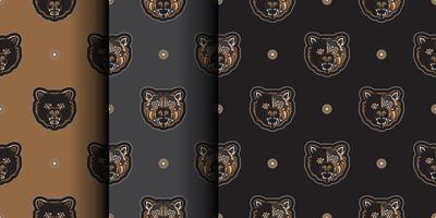définir un arrière-plan transparent avec un visage d'ours. convient aux arrière-plans, aux imprimés, aux vêtements et aux textiles. illustration vectorielle. vecteur