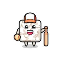 personnage de dessin animé de carreaux de céramique en tant que joueur de baseball vecteur