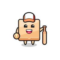 personnage de dessin animé de boîte à pizza en tant que joueur de baseball vecteur