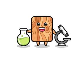 personnage mascotte de planche de bois en tant que scientifique vecteur