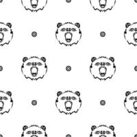 modèle sans couture noir-blanc avec visage d'ours. bon pour les vêtements et les textiles. illustration vectorielle. vecteur