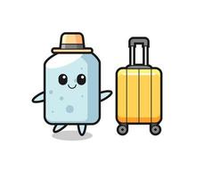 illustration de dessin animé de craie avec des bagages en vacances vecteur
