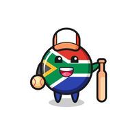 personnage de dessin animé d'afrique du sud en tant que joueur de baseball vecteur