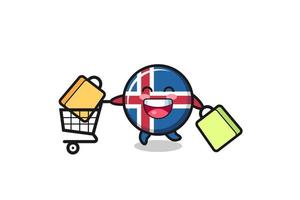 illustration du vendredi noir avec la mascotte mignonne du drapeau islandais vecteur