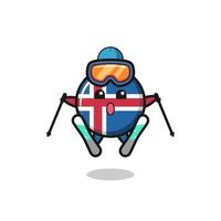 mascotte du drapeau islandais en tant que joueur de ski vecteur