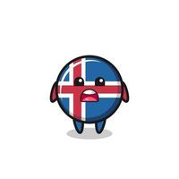illustration du drapeau islandais avec une expression d'excuse, disant que je suis désolé vecteur