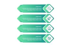 Conception infographique avec 4 options d&#39;icônes ou étapes vecteur