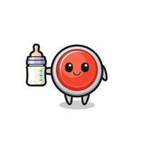 personnage de dessin animé de bouton de panique d'urgence bébé avec bouteille de lait vecteur