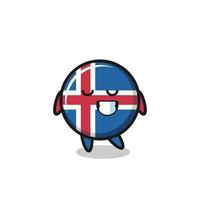 illustration de dessin animé de drapeau d'islande avec une expression timide vecteur