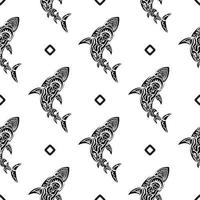 motif noir et blanc sans couture avec des requins. bon pour les menus, les cartes postales, les livres, les peintures murales et les tissus. illustration vectorielle. vecteur