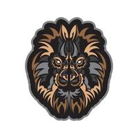 impression de lion. visage de lion dans le style maya. bonnes couvertures cartes postales et impression. style exclusif. vecteur