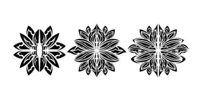 ensemble de motif de lotus dans un style simple. symbole du yoga. impression noir et blanc. isolé. illustration vectorielle. vecteur