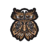 tête d'impression colorée d'un hibou. motifs hawaii et samoa. design d'entreprise exclusif. isolé. vecteur