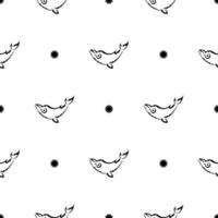 motif noir et blanc sans couture avec des baleines dans un style simple. bon pour les arrière-plans, les imprimés, les vêtements et les textiles. illustration vectorielle. vecteur