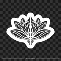 imprimer l'ornement de lotus de tatouage ethnique. lotus indien à motifs. isolé. illustration vectorielle. vecteur