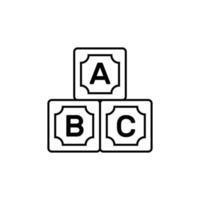abc, alphabet, blocs, contour, icône vecteur