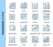 Blue Thin Line Diagram Ensemble d&#39;icônes connexes vecteur