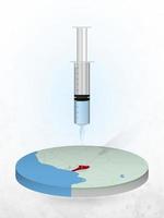 vaccination du bénin, injection d'une seringue dans une carte du bénin. vecteur
