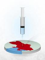 vaccination de l'ukraine, injection d'une seringue dans une carte de l'ukraine. vecteur