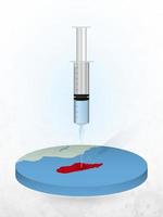 vaccination de madagascar, injection d'une seringue dans une carte de madagascar. vecteur
