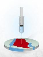 vaccination de l'arabie saoudite, injection d'une seringue dans une carte de l'arabie saoudite. vecteur