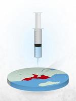 vaccination du mozambique, injection d'une seringue dans une carte du mozambique. vecteur