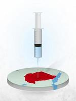 vaccination du soudan, injection d'une seringue dans une carte du soudan. vecteur