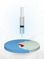vaccination de guinée, injection d'une seringue dans une carte de guinée. vecteur